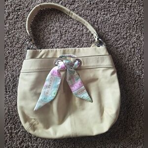 Coach Beige Soft Leather Hobo Shoulder Handbag